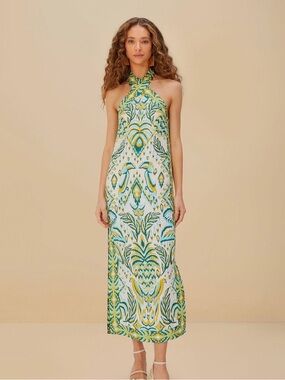farm rio pineapple beach maxi dress FARM Rio Pineapple Jewelry Long Sleeve Maxi Dress Womens Medium NWT